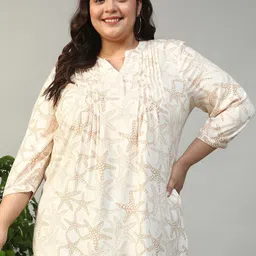 Oxolloxo Women Plus Size Nautical Printed Kurti-image-9