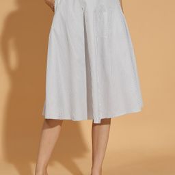 Oxolloxo Striped Cotton Flared Midi Skirts-image-31