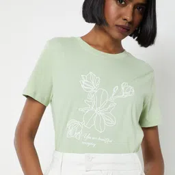 max Floral Printed Round Neck Pure Cotton T-shirt-picture-15