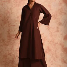 JHALAKK BY LAALZARI Linen Shirt Collared Tunic With Palazzos Co-Ords-image-29