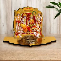 Art Street Gold Toned & Red Lord Ram Sita Idol Showpiece With Diya Holder-image-39