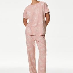Marks & Spencer Women Pure Cotton Printed Round Neck Short Sleeves Night suit-image-38