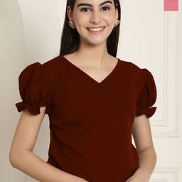Tromko Women Pack of 2 V-Neck Puff Sleeve Regular Top-image-88