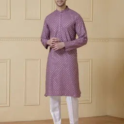 Satwaa Mandarin Collar Floral Embroidered Sequinned Straight Kurta-image-97