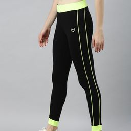 zebu Women Black Solid Skinny Fit Side Striped Tights-image-14