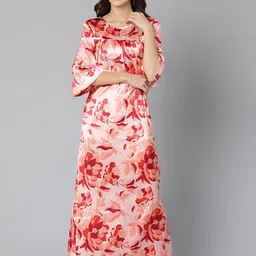 Oxolloxo Pink Printed Maxi Nightdress-image-53