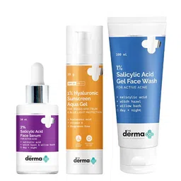 The Derma co. Set of 1% Hyaluronic Sunscreen - 2% Salicylic Acid Serum & Face Wash-5