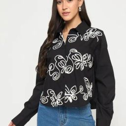 MADAME Black Embroidery Shirt-image-60