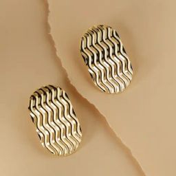 Sohi Women's Dented Minimal Stud Earrings  Gold-picture-1