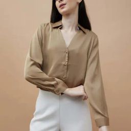 Ginger by Lifestyle Brown Regular Fit Crop Shirt-image-74