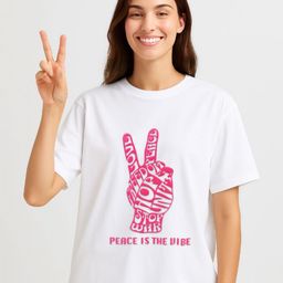 GRACE & JACK Typography Printed Round Neck Drop-Shoulder Sleeves Oversized T-shirt-image-59