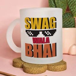 Gathari Swag Wala Bhai White Glass Frosted Coffee Mug 350 ml-image-59
