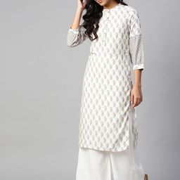 W Women Off-White & Blue Printed Straight Kurta-picture-29