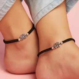 Zavya 92.5 Sterling Silver Butterfly Thread Pair of Anklet for Women-8
