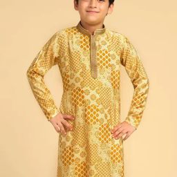 Kisah Kids Yellow Printed Kurta-image-9