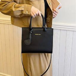 Styli Black Solid Satchel Handbag-18