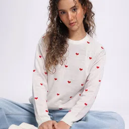 glitchez Heart-Shaped Design Acrylic Drop-Shoulder Pullover-image-81