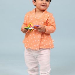 MAMA AND PEACHES Unisex Floral Printed Angrakha Pure Cotton Kurta With Pyjamas-43