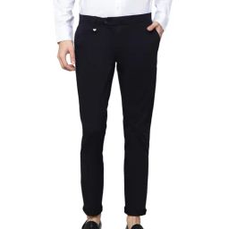 Antony Morato Navy Regular Fit Flat Front Trousers-image-7