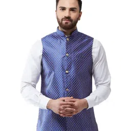 Sojanya Royal Blue & Gold Printed Nehru Jacket-picture-16