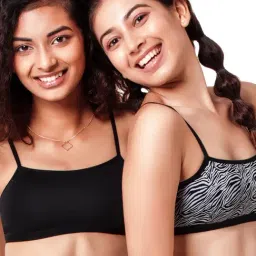 Enamor Black & White Non Wired Non Padded Half Coverage Bra (Pack Of 2)-1