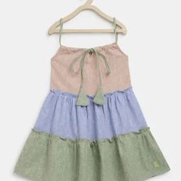 Tales & Stories Kids Multicolor Cotton Color Block Dress-12