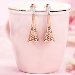 P.N.Gadgil Jewellers Nexa Weave 18kt Rose Gold Dangler Earring For Woman-image-22