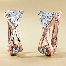 P.N.Gadgil Jewellers Vertex Shine 18kt Rose Gold Hoops & Huggies Earring For Woman-image-9