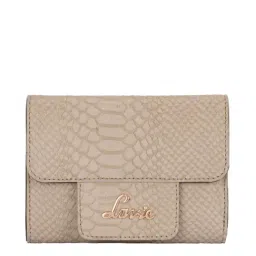 Lavie Croc Beige Textured Tri-Fold Wallet for Women-picture-41