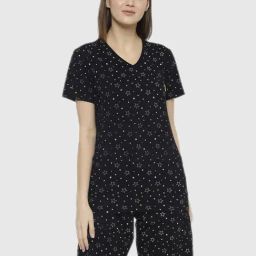 Vimal Jonney Black Graphic Print Pajama Set-image-82