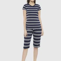 Vimal Jonney Blue Stripes Print Pajama Set-picture-16