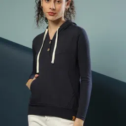 Campus Sutra Navy Blue Regular Fit Hoodie-46
