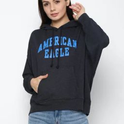 American Eagle Outfitters Navy Graphic Print Hoodie-21