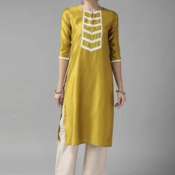Indo Era Yellow Embroidered Kurta-image-55