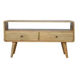 Artisan Furniture Brown Curved Oak-ish Media Unit-image-39