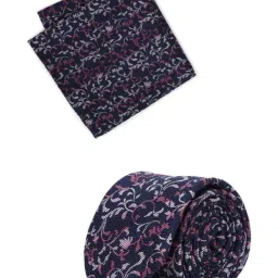 Allen Solly Navy Printed Tie & Pocket Square - Set of 2-1