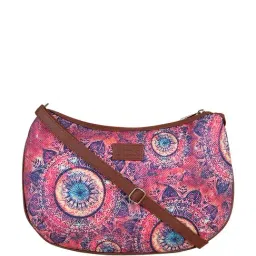 ZOUK Pink Printed Medium Sling Handbag-40
