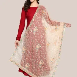 Dupatta Bazaar Peach Embroidered Dupatta-28