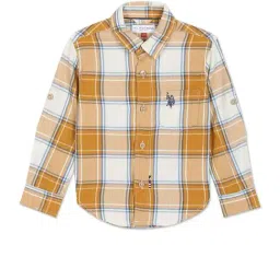 U.S. Polo Assn. Boys Mustard & White Checks Shirt-picture-17