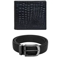 Esbeda Black Casual Leather Bi-Fold Wallet with Belt for Men-16