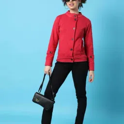 Campus Sutra Red Cotton Jacket-image-59