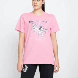 Adidas Originals Pink Cotton GRAPHIC T-Shirt-image-3