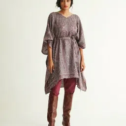 ANCESTRY Grey Printed A Line Kaftan Kurta-picture-25