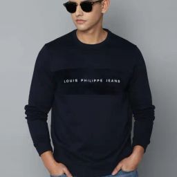 Louis Philippe Jeans Navy Blue Regular Fit Printed Sweatshirt-image-10