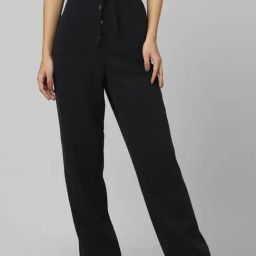 Only Black Cotton Straight Fit High Rise Pants-image-66