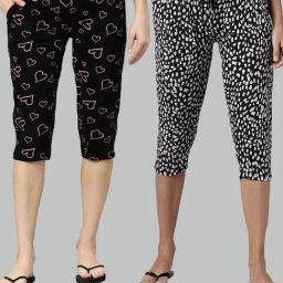 Kryptic Black Printed Capris - Pack of 2-image-98