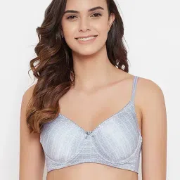 Clovia Grey Geometric Print T-Shirt Bra-image-47
