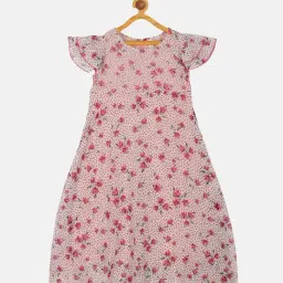 Kiddopanti Kids Baby Pink Floral Print Dress-image-92