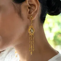 Shaya 92.5 Sterling Silver Queen of Collaboration Dangler Earrings for Women-image-3