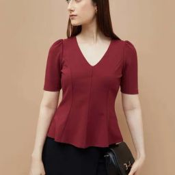 Code By Lifestyle Dark Red Regular Fit Top-image-6